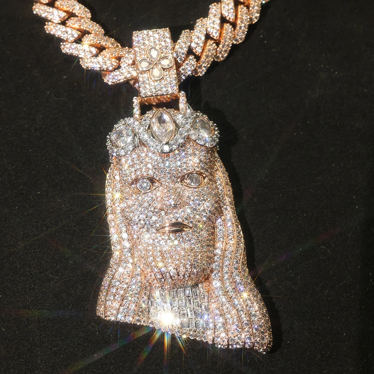 LYEE CYEE Mens Iced Out Hip Hop Rotating Hourglass Pendant Necklace