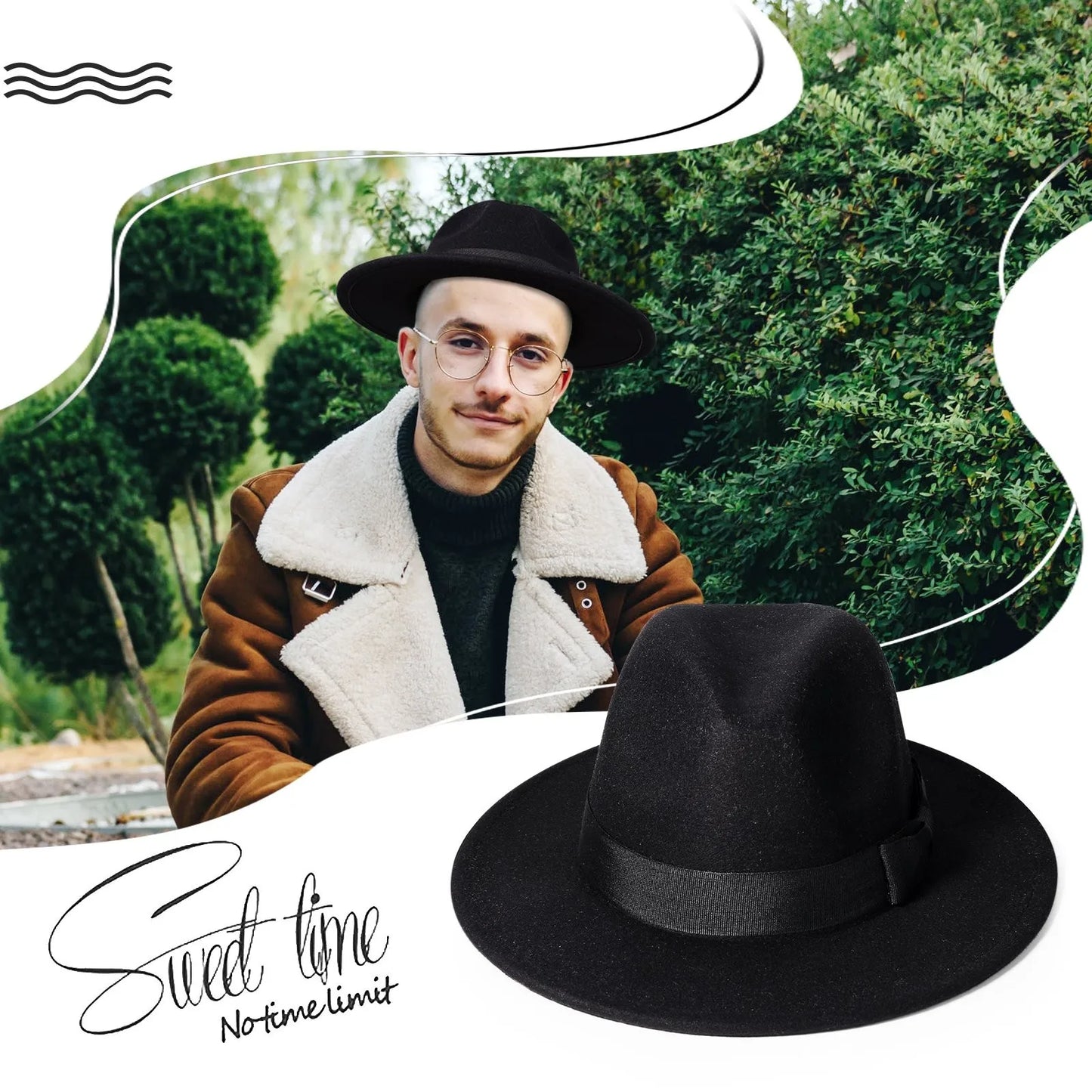 Classic Wide Brim Fedora Hat Wool Felt Jazz Unisex