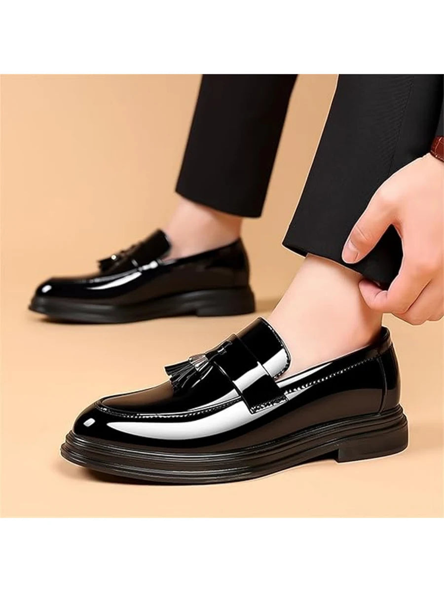 Men's Tassels High Gloss Patent Penny Slip On Loafers
