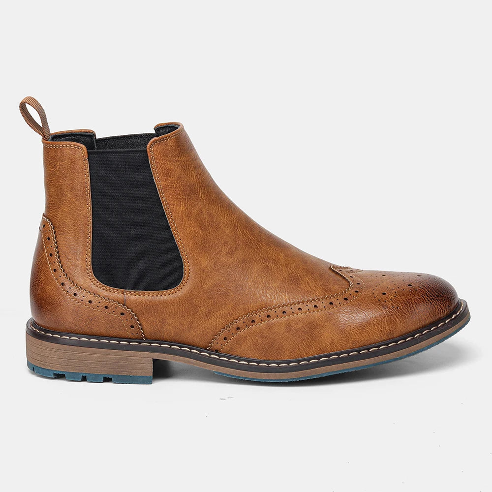 Hecrafted Chelsea Boots for Men Retro Comfortable Leather Ankle Boots