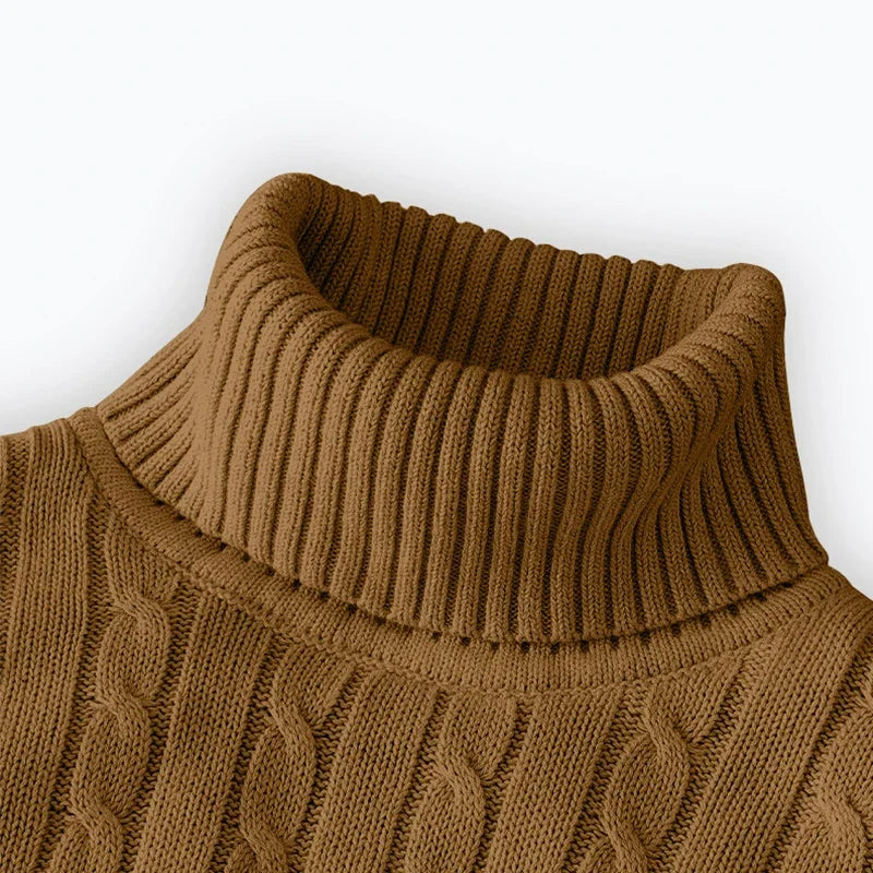 Mens High Neck Turtleneck Knit Sweater Pullover Polyester Warm Winter