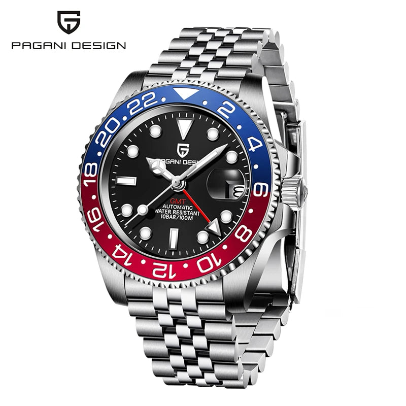 PAGANI DESIGN 40Mm GMT Mechanical Stainless Steel Watch