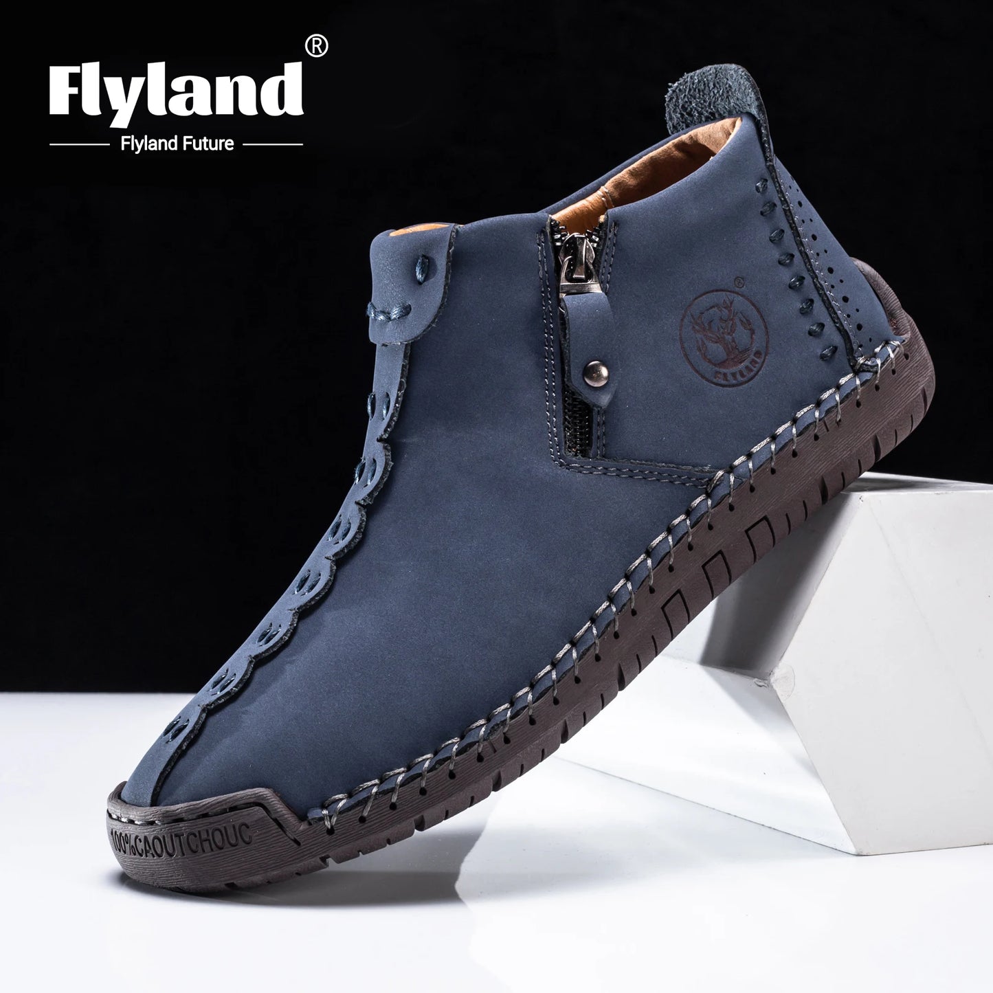 Flyland Men's Vintage Handmade Dress Chukka Boots for Casual Office