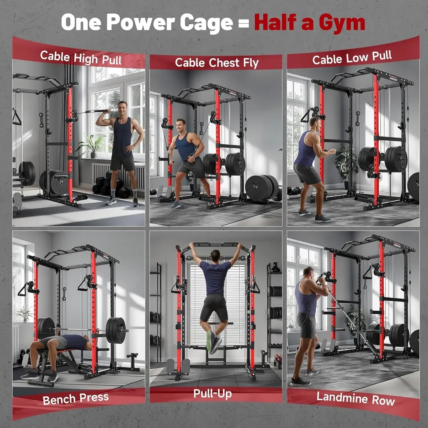 Power Cage 1500lbs Multi-Function Power Rack With Cable Crossover System