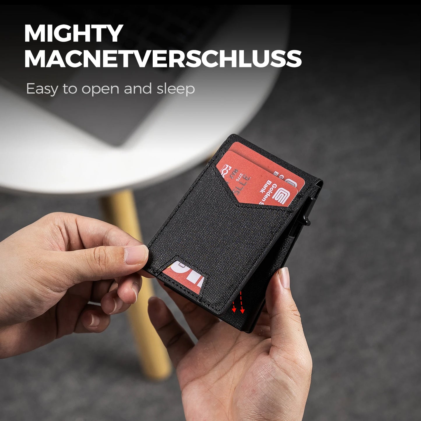 IWANTIT Minimalist Cardholder Wallet With Card Ejector RFID Blocking
