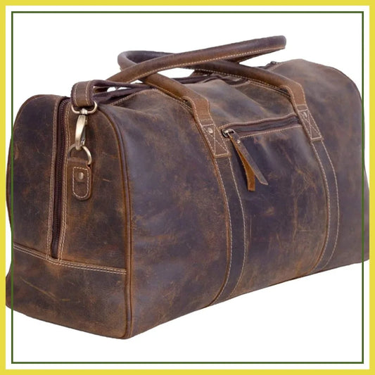 Full Grain Leather Travel Duffle Bag Carry On Overnight