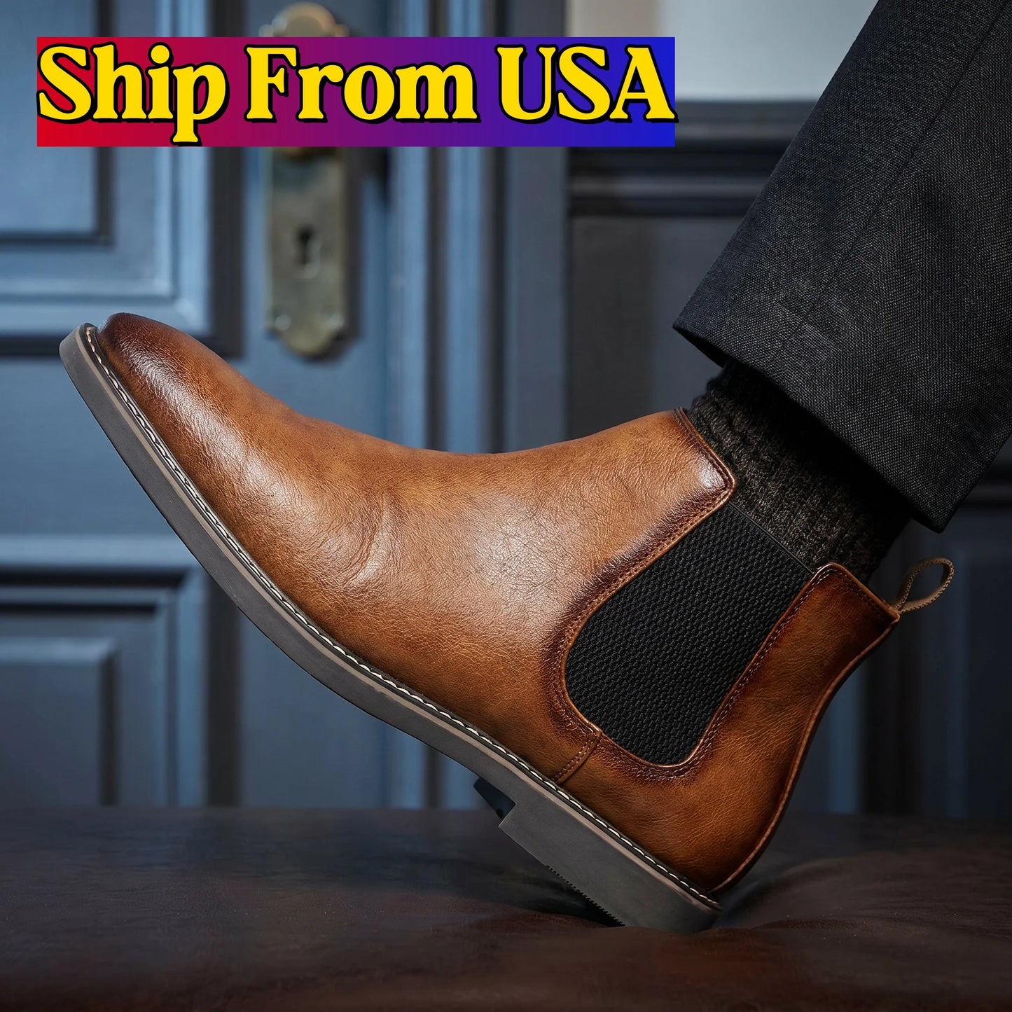 Hecrafted Mens Ankle Chelsea Boots Comfortable Casual Spring