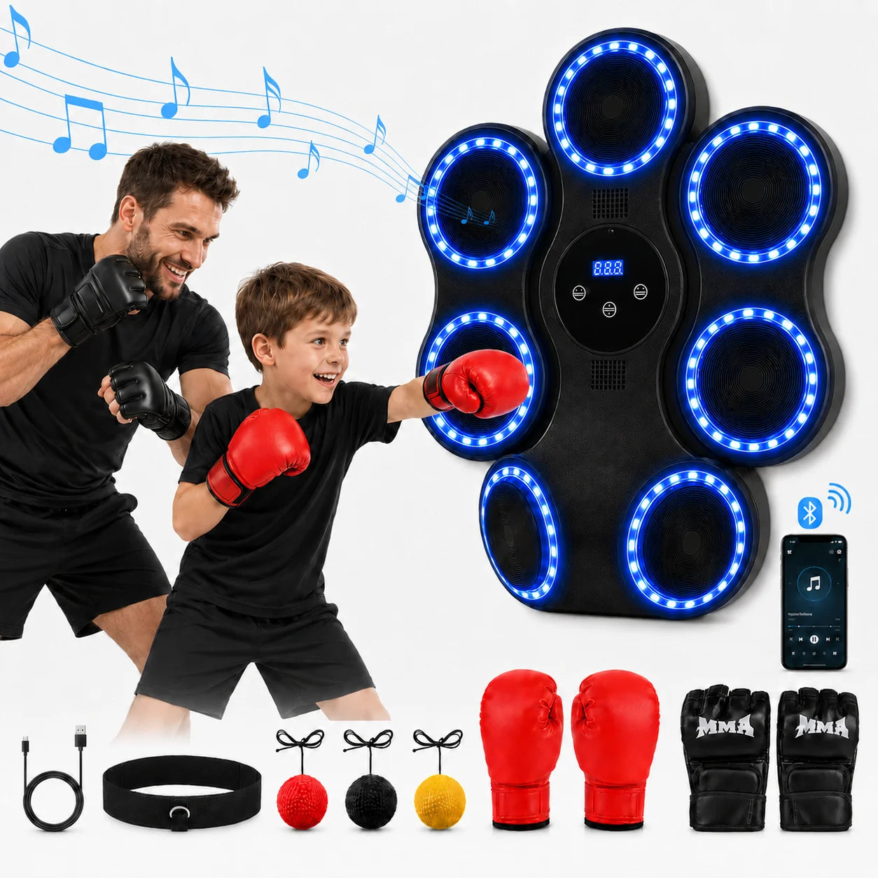 5W Interactive Punching Trainer Wall Mounted Boxing Target With Lighting
