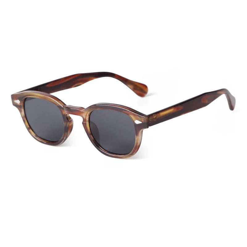 RPXBGUCKARHG Vintage Shell Round Sunglasses Unisex UV400 Rivet Design