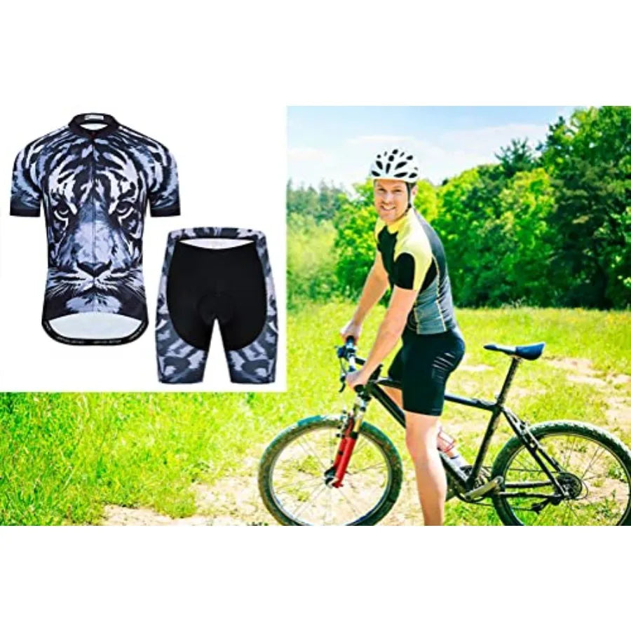 Womens Cycling Jersey Set Short Sleeve Shirt And Padded Shorts