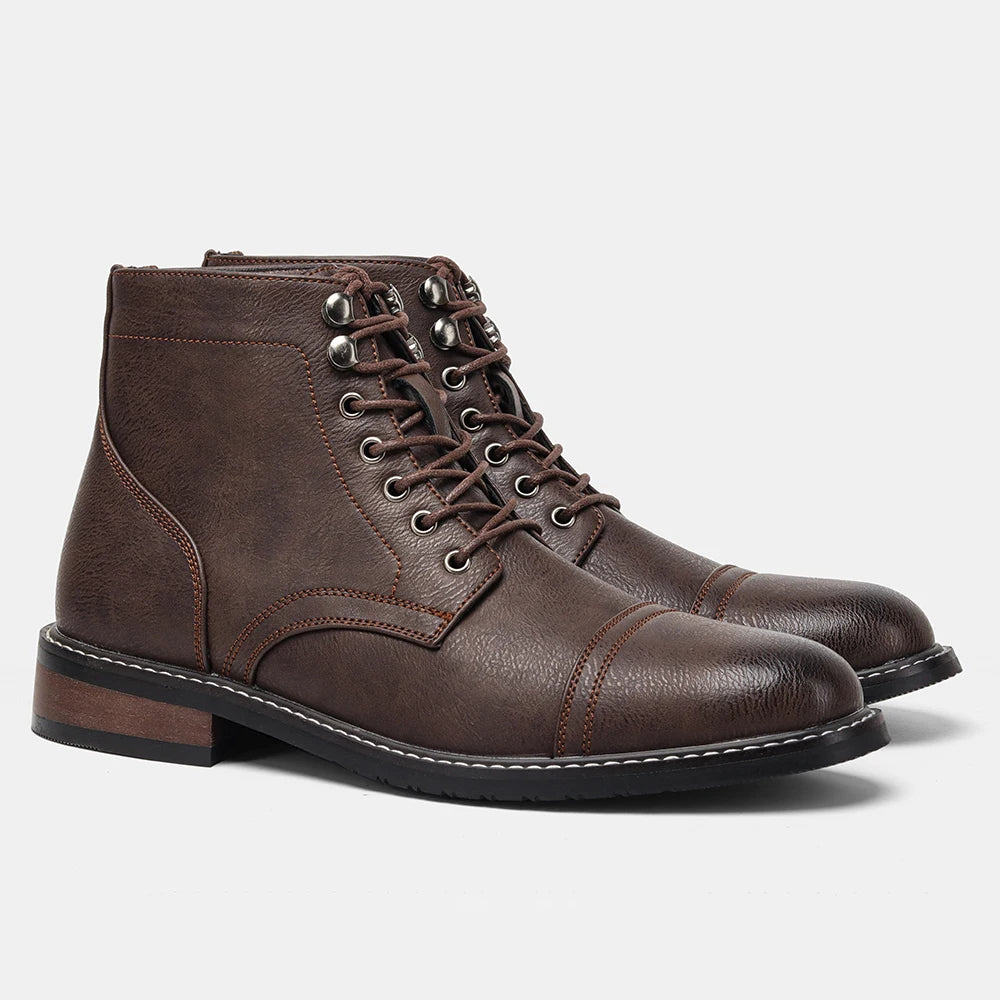 Hecrafted Western Style Ankle Boots For Men Comfortable Classic