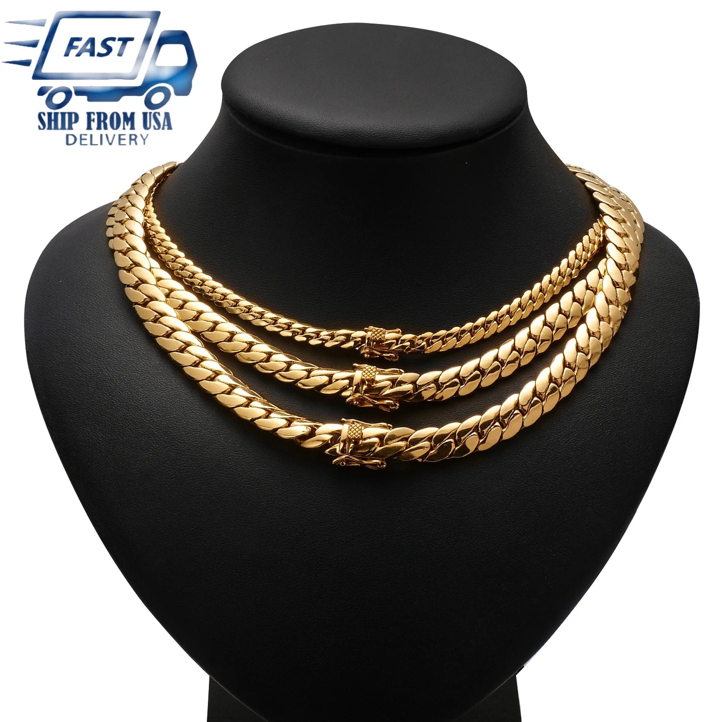 Trendy Hip Hop Stainless Steel Cuban Link Chain Necklace