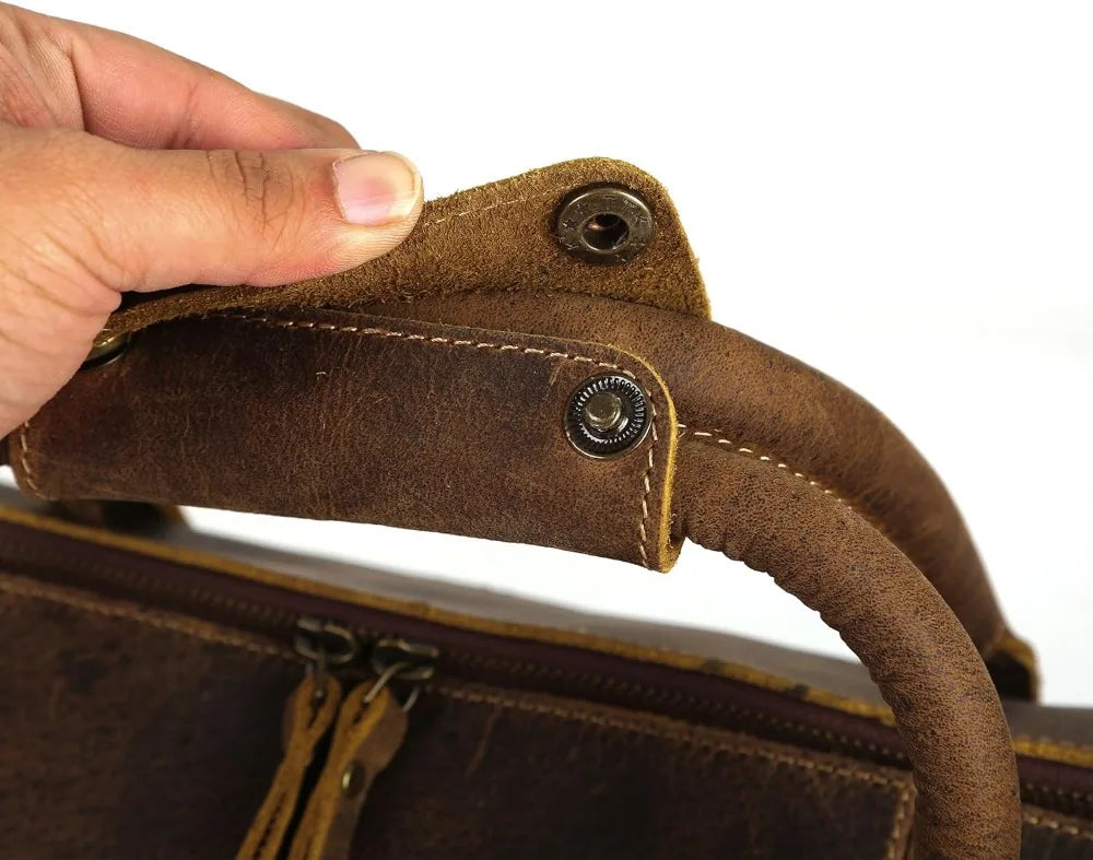 Full Grain Leather Travel Duffle Bag Carry On Overnight
