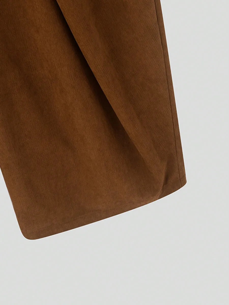 Men High Waist Pleated Wide Leg Palazzo Trousers Casual Loose Long Pants