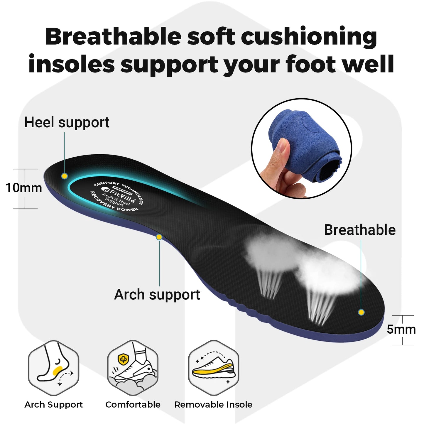 FitVille Men's Diabetic Sandals With Arch Support Lightweight Breathable