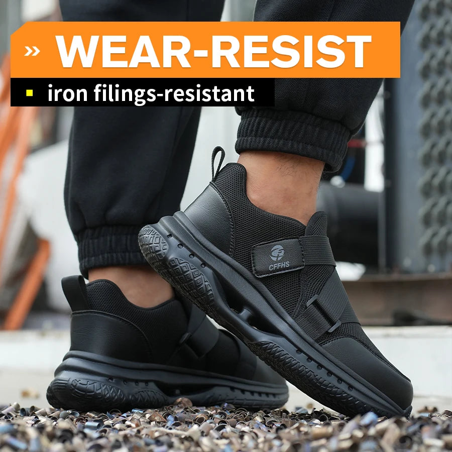 Men's Velcro-Fastened Breathable Casual Work Safety Shoes