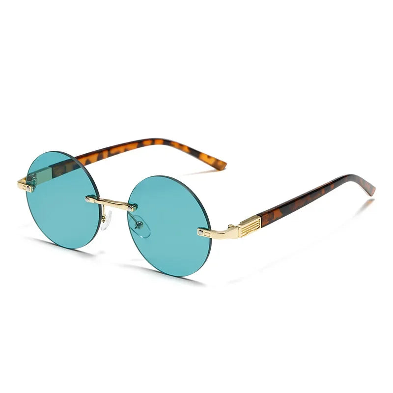 Fashion Classic Rimless Sunglasses Retro Round Unisex Eyewear Crystal Lenses