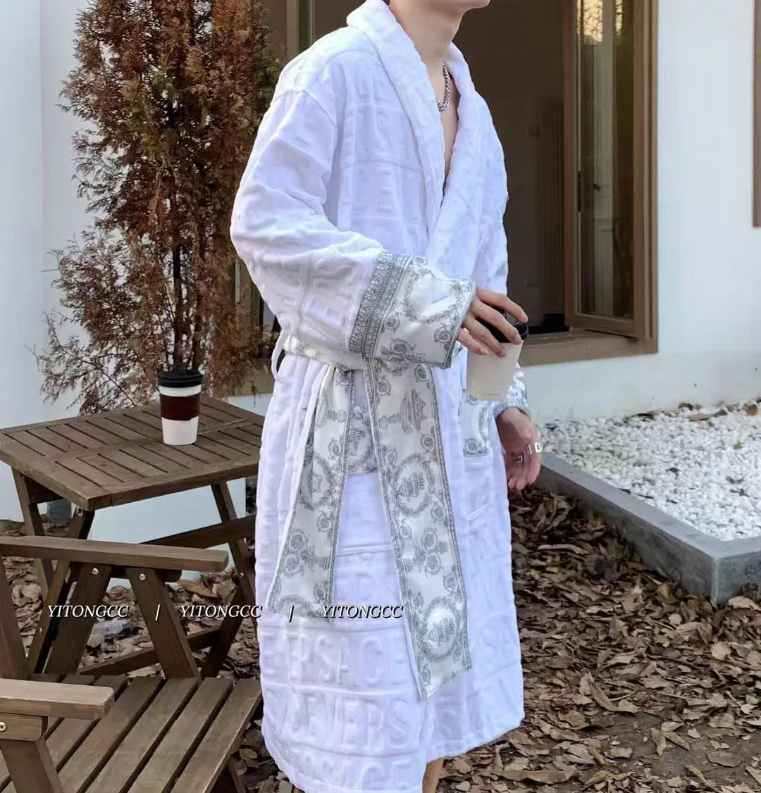 Cotton Bathrobe For Men And Women Luxury Plush Loungewear