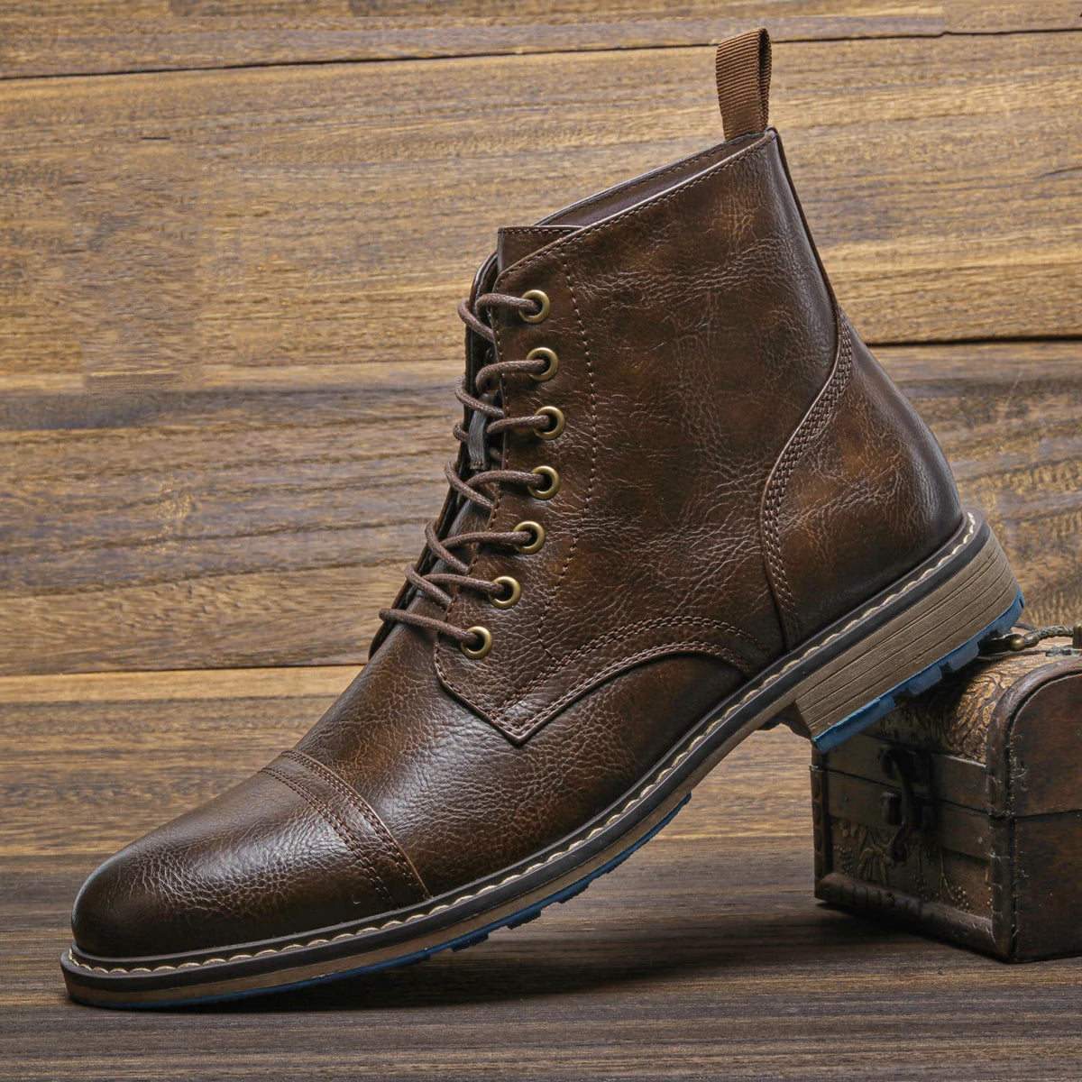 Hecrafted Men's Ankle Boots With Zip Closure Comfortable Fit