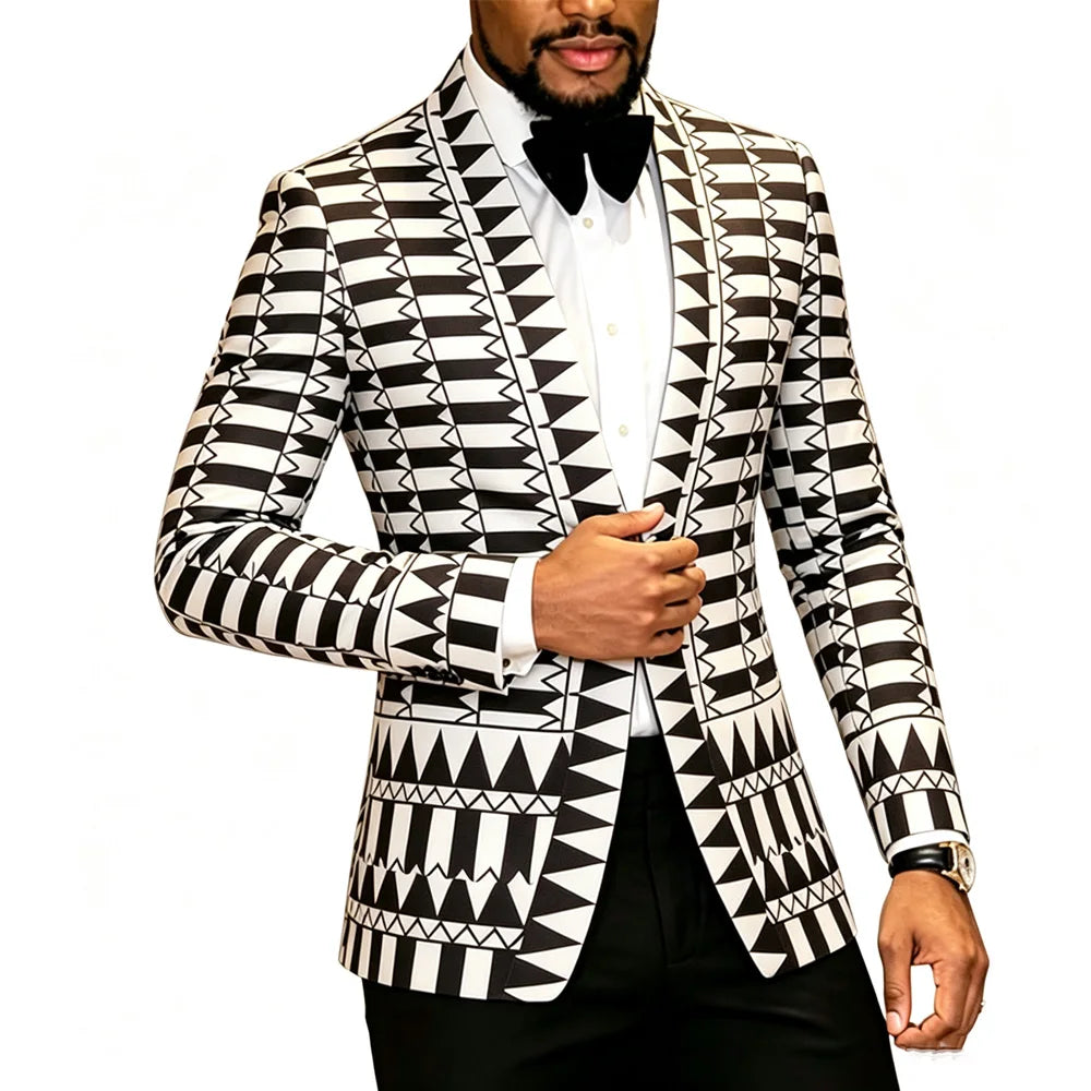 Mens Notched Lapel Blazer For Casual Business Wear In Polyester