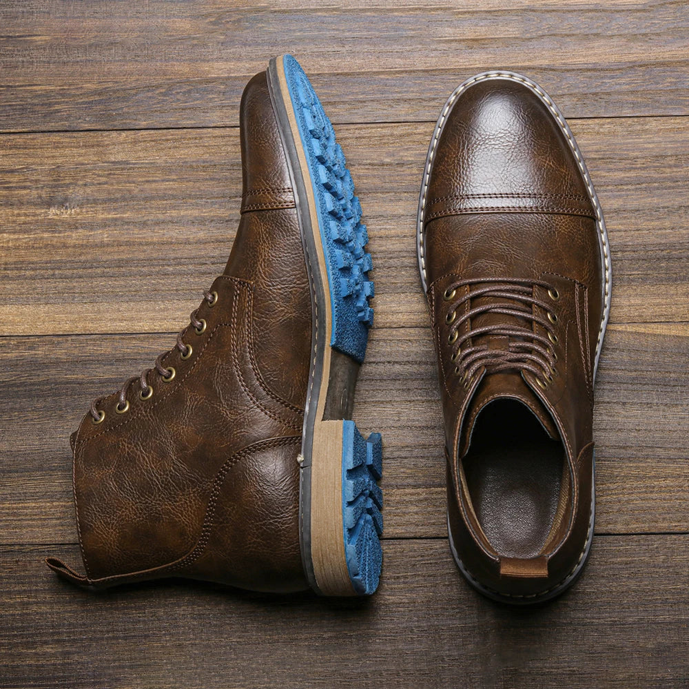 Hecrafted Men's Ankle Boots ZIP Closure With Metal Decor Casual