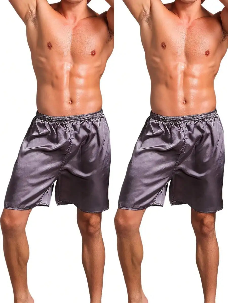 Mens Loose Ice Silk Shorts Summer Lounge Pajama Bottoms Comfortable Home Wear