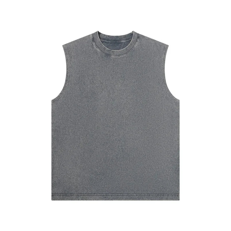 Pure Cotton Sleeveless Vest For Men Retro Washed Style