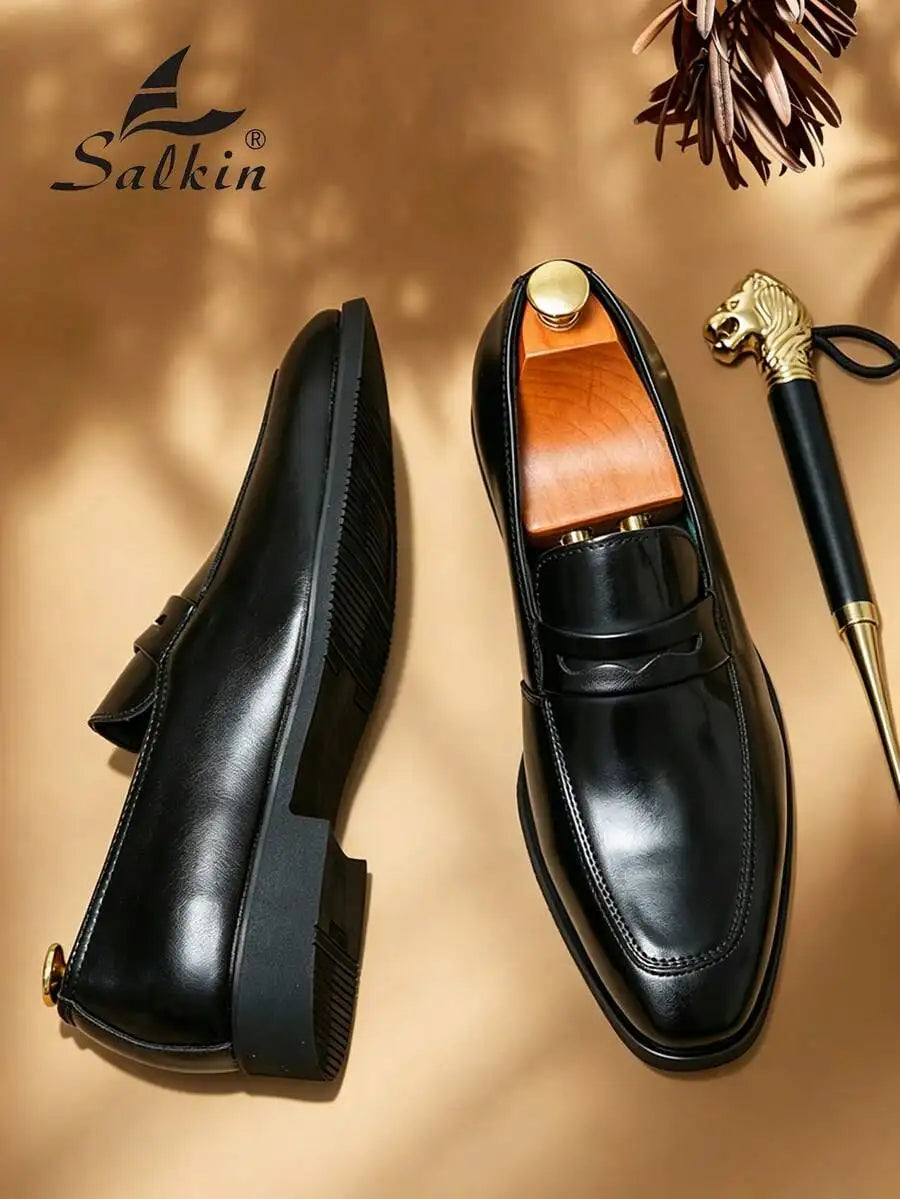 Salkin Retro Luxury Men's Loafers Slip On Pointed Toe Shoes