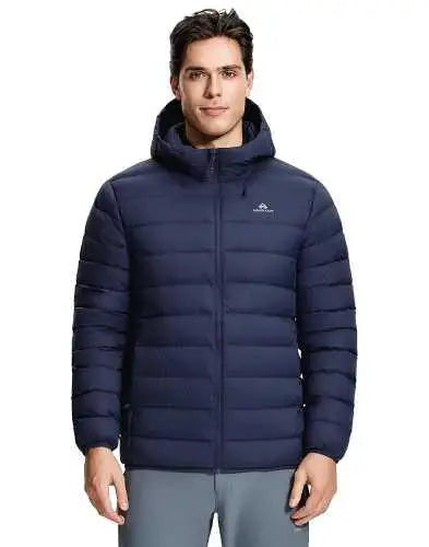 Pioneer Camp Men's Lightweight Packable Down Puffer Jacket With Hood