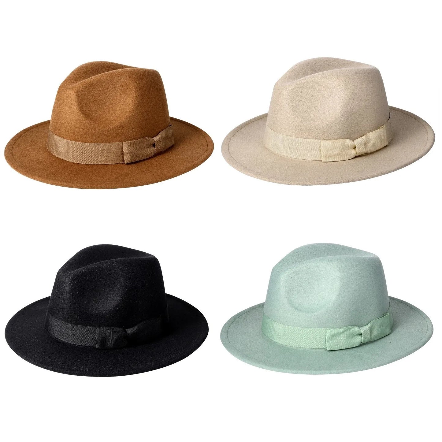 Classic Wide Brim Fedora Hat Wool Felt Jazz Unisex