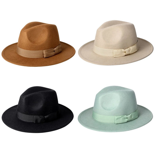 Classic Wide Brim Fedora Hat Wool Felt Jazz Unisex