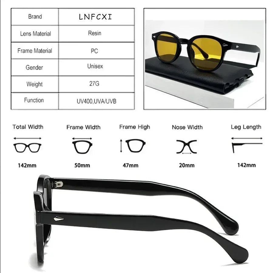Jnpcxi Vintage Round Sunglasses UV400 Protective Acetate Frame Shades
