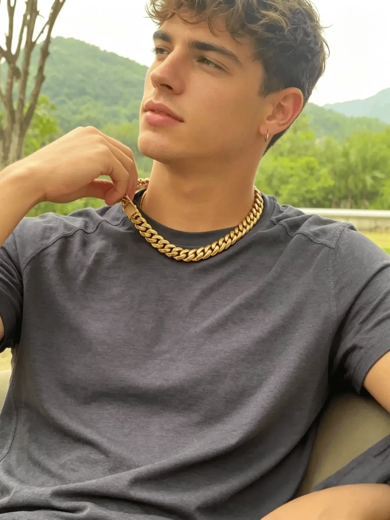 Hip Hop Bling Iced Out Gold-Plated Cuban Miami Link Necklace