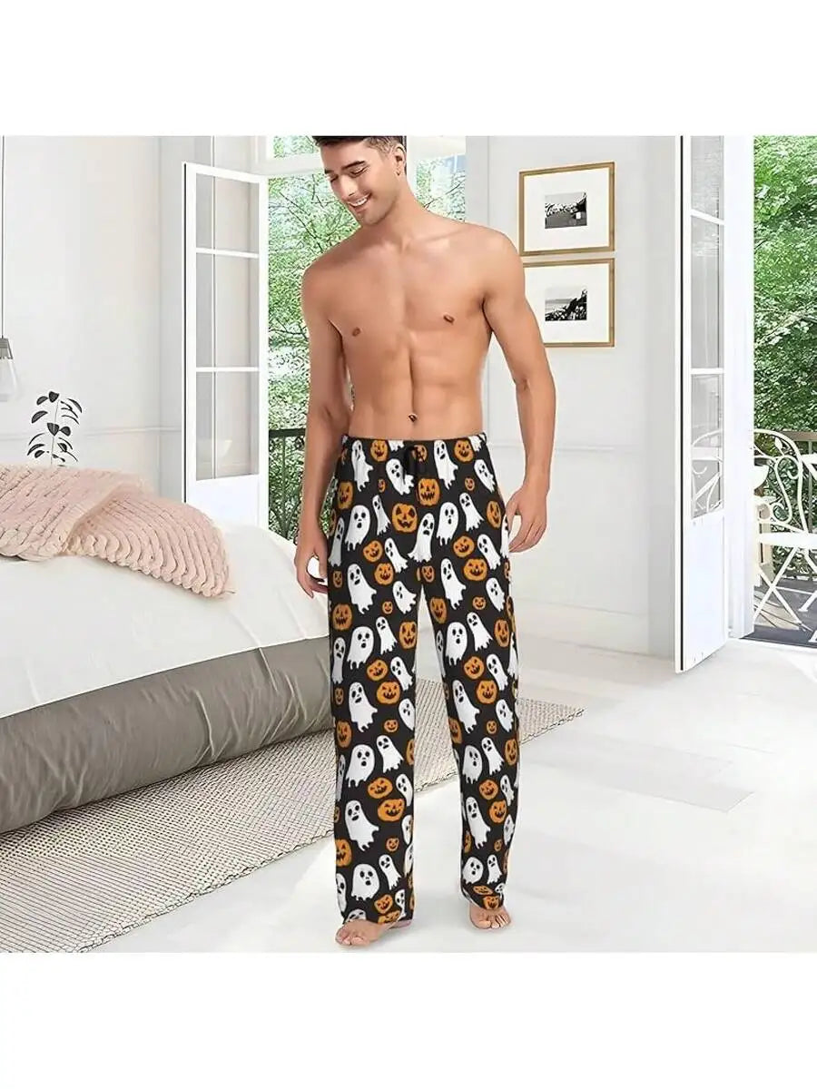 Mens Banana Print Pajama Pants With Pockets Sleep Lounge Pants