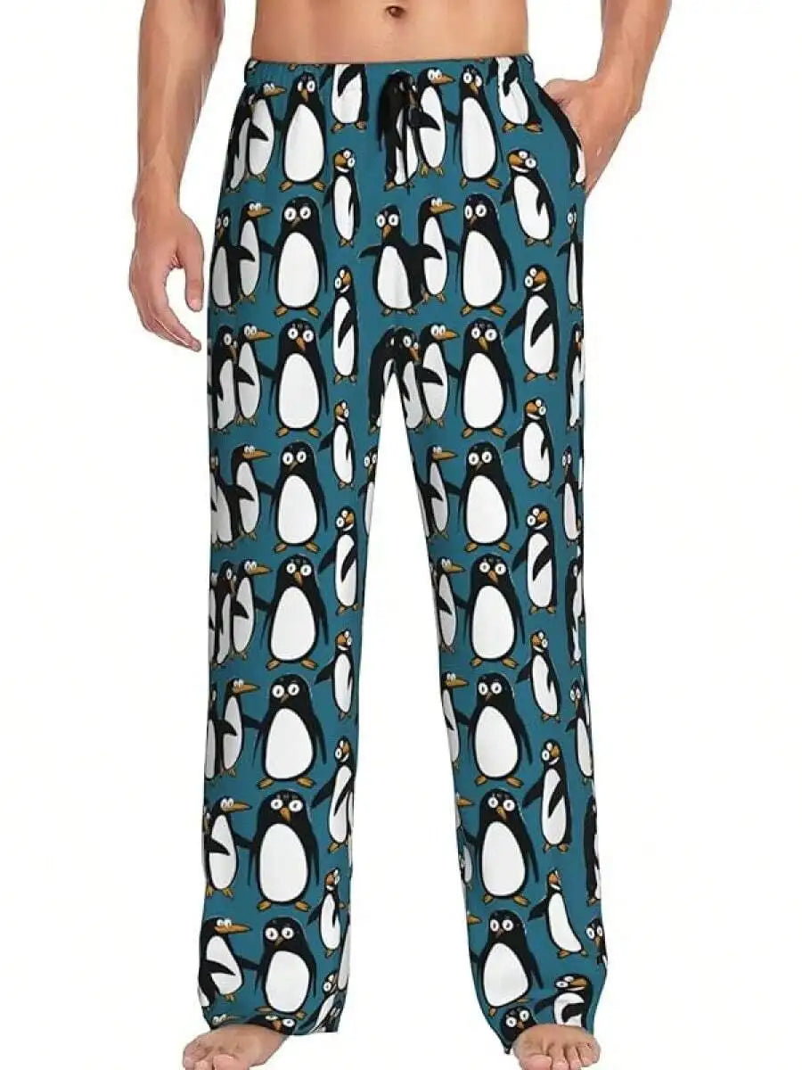 Mens Banana Print Pajama Pants With Pockets Sleep Lounge Pants