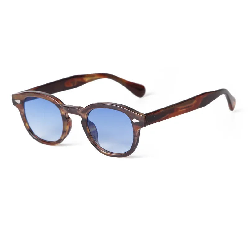 RPXBGUCKARHG Vintage Shell Round Sunglasses Unisex UV400 Rivet Design