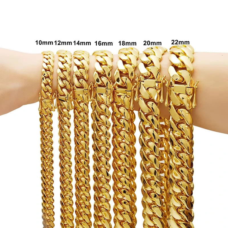 Stainless Steel Miami Link Chain Necklace for Men Jewelry