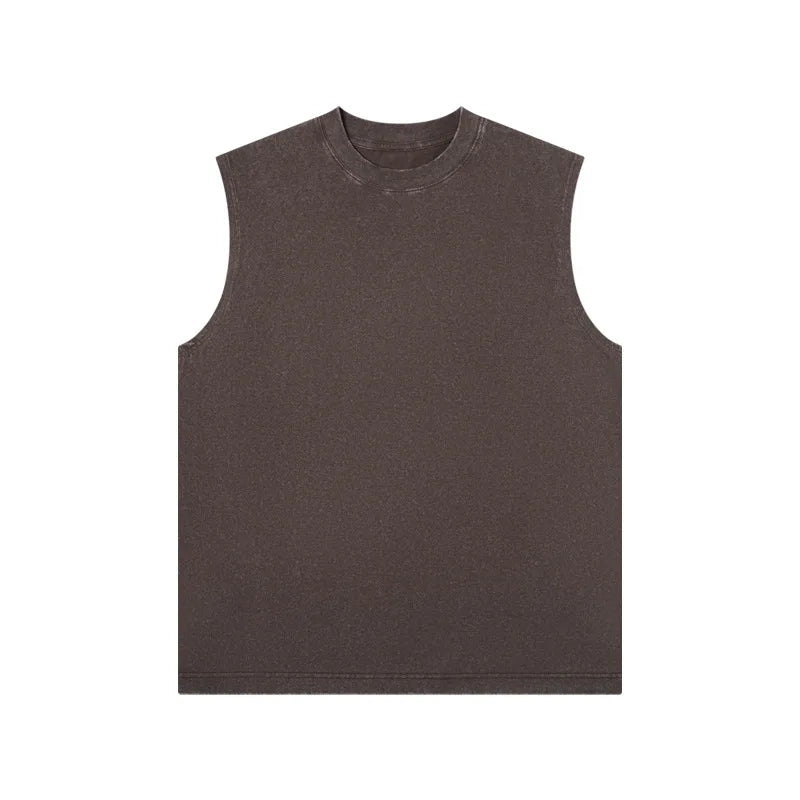 Pure Cotton Sleeveless Vest For Men Retro Washed Style