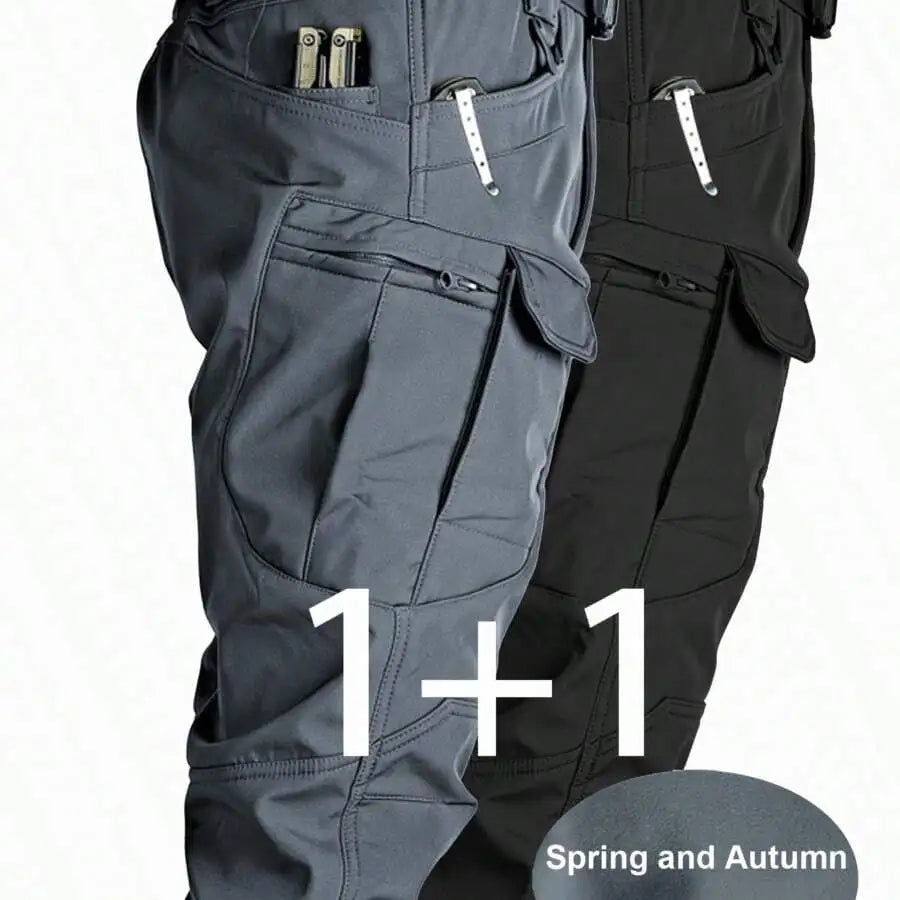 Mens Cargo Pants Elastic Waist 2 Pack Multi Pocket Breathable
