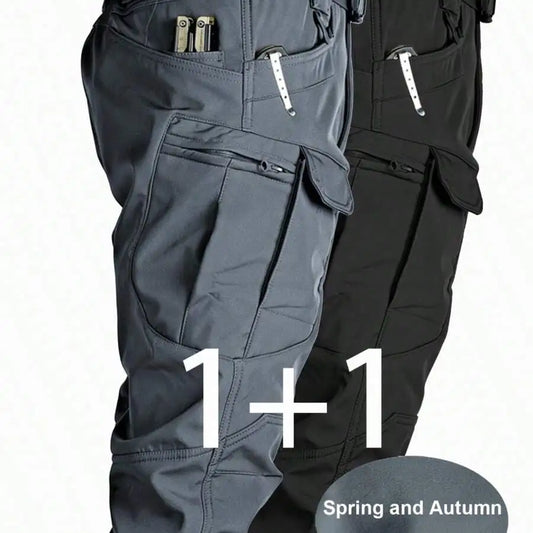 Mens Cargo Pants Elastic Waist 2 Pack Multi Pocket Breathable