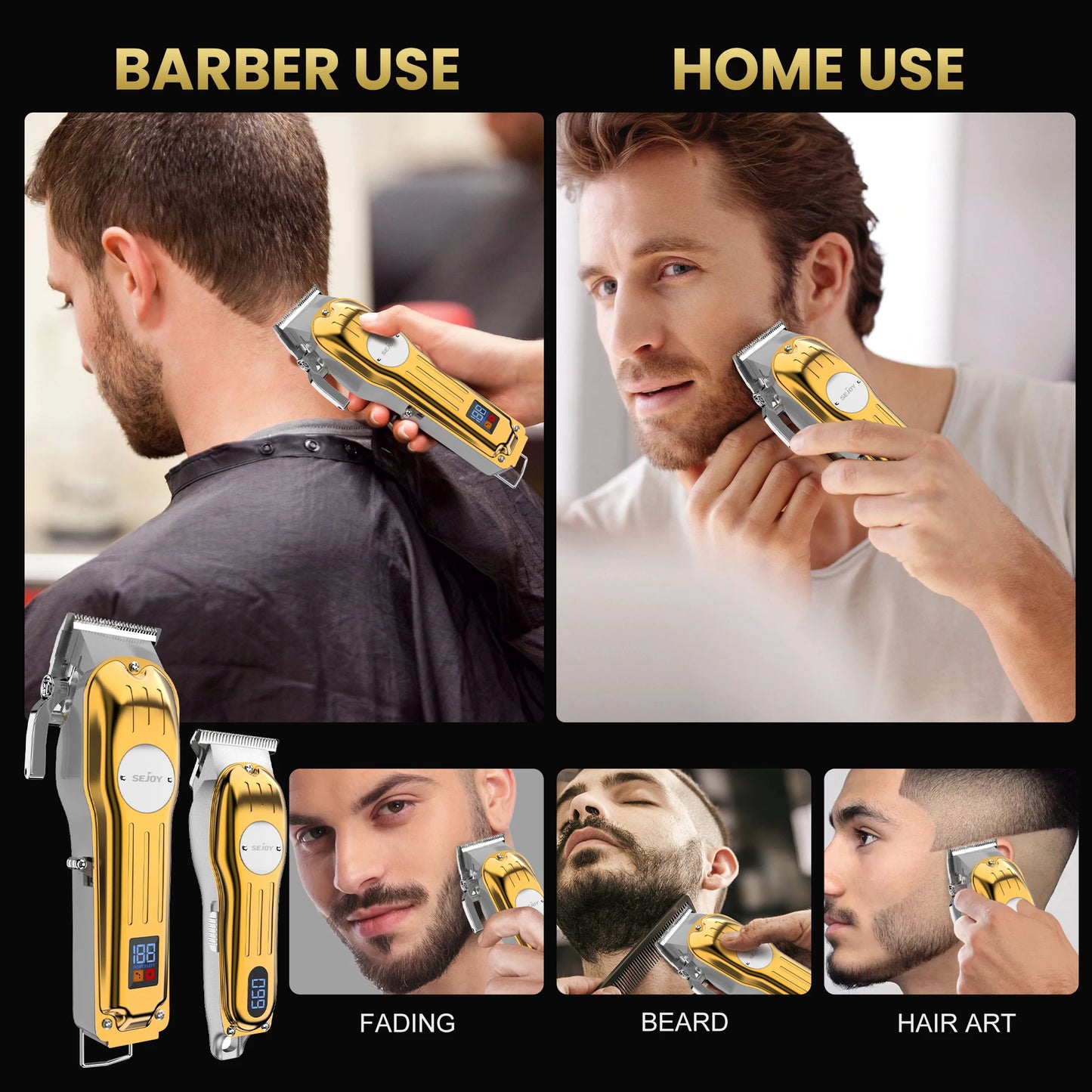 Sejoy Professional Hair Clipper Kit Cordless Rechargeable For Men Barber