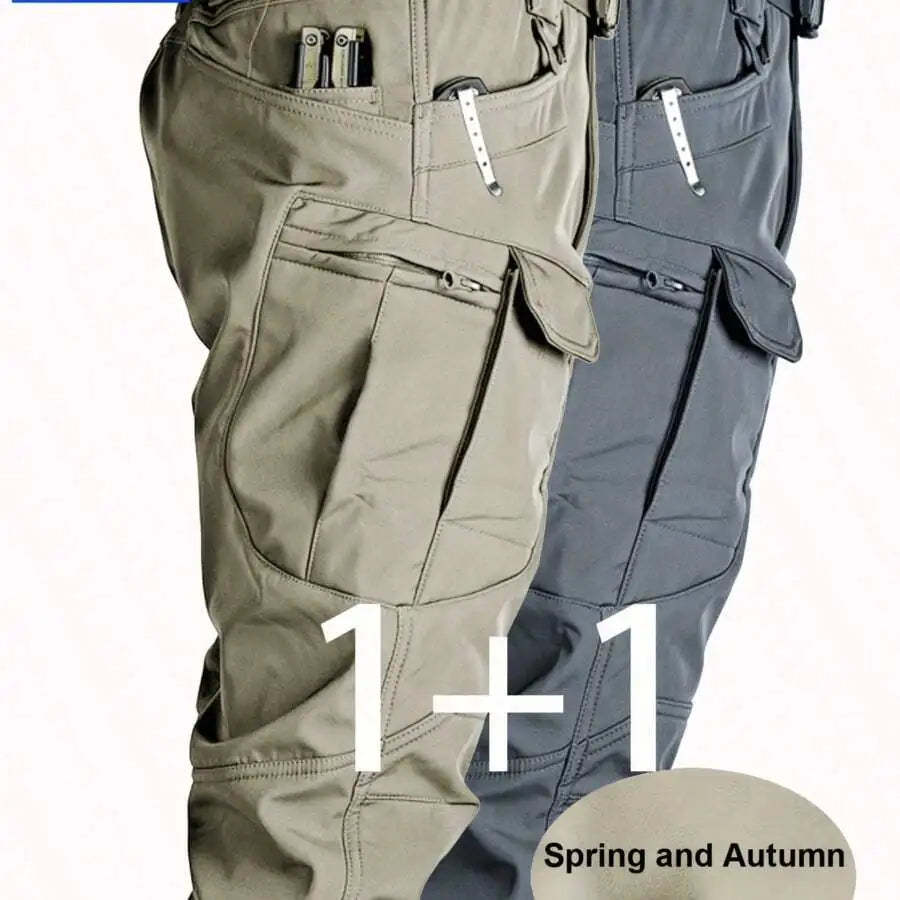 Mens Cargo Pants Elastic Waist 2 Pack Multi Pocket Breathable