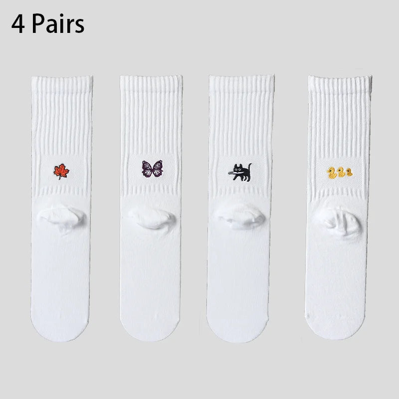 Men's Cotton Cushioned Crew Socks 4 Pairs Breathable Daily Wear