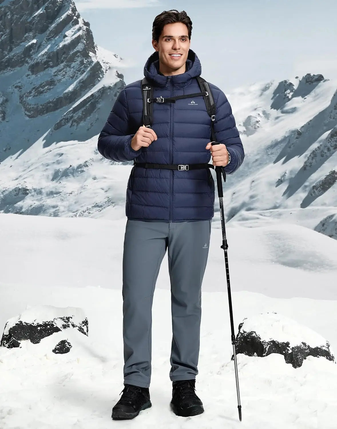 Pioneer Camp Men's Lightweight Packable Down Puffer Jacket With Hood