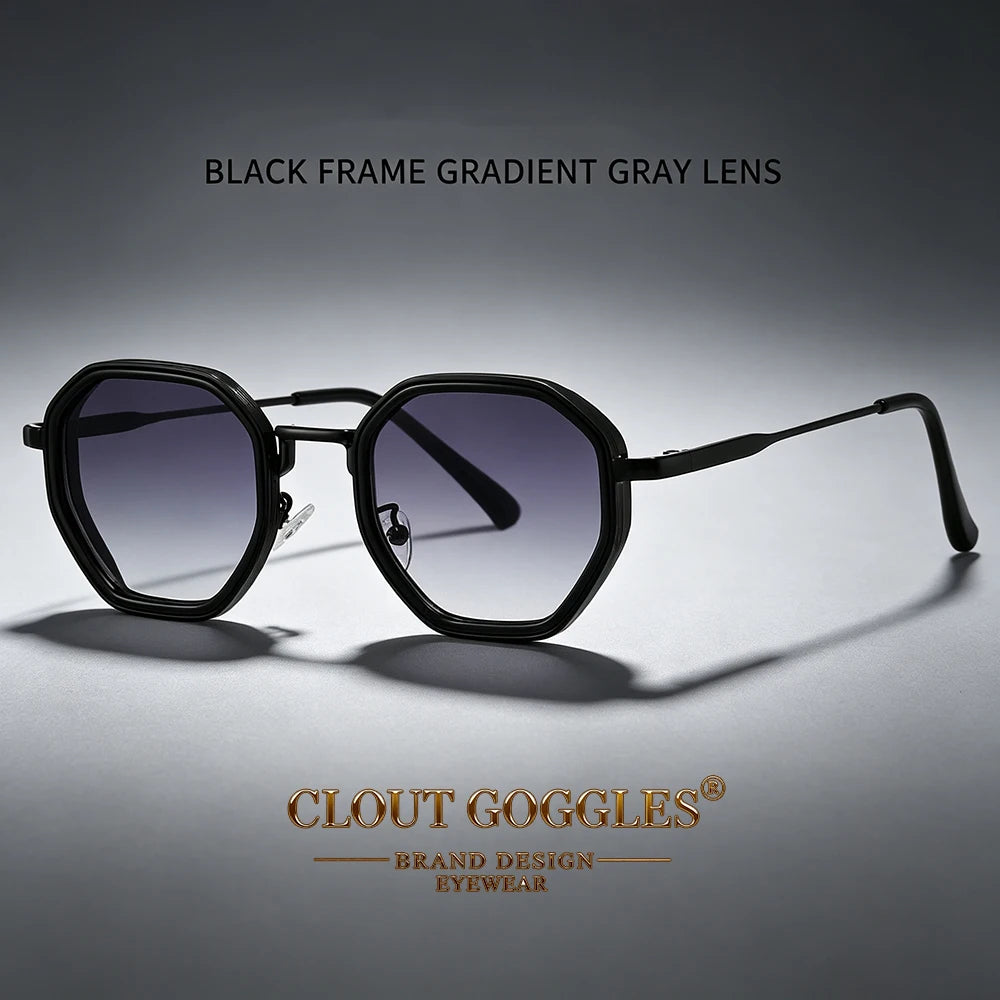 Yooske Classic Metal Polygon Sunglasses Featuring Uv400 Plastic Lenses
