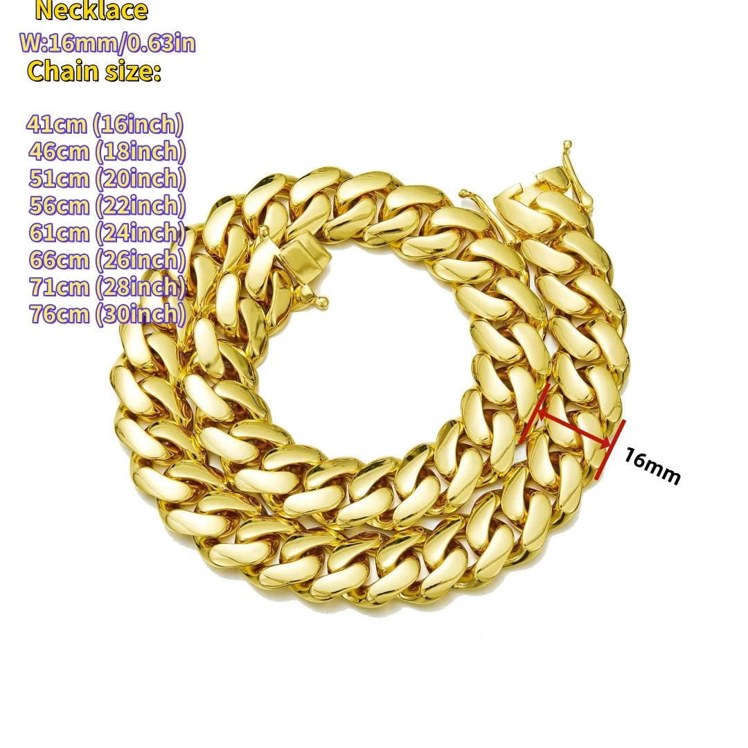 Stainless Steel Miami Link Chain Necklace for Men Jewelry