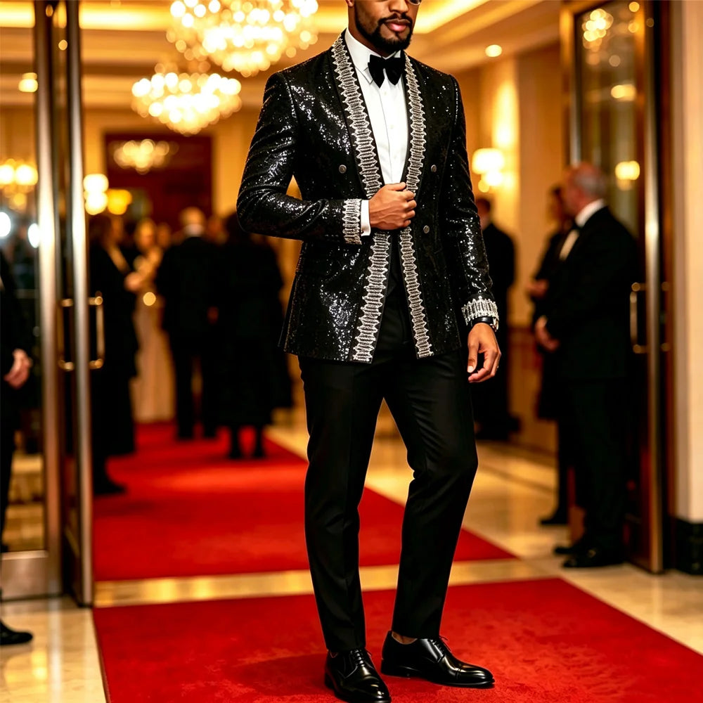 Premium Men Sequined Suit Blazer Stage Performance Jacket