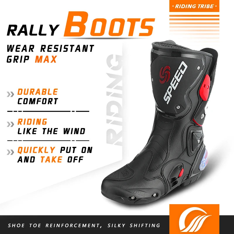 Leather Motorcycle Boots Rubber Outsole Unisex Ankle High
