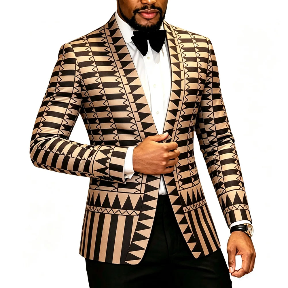Mens Notched Lapel Blazer For Casual Business Wear In Polyester