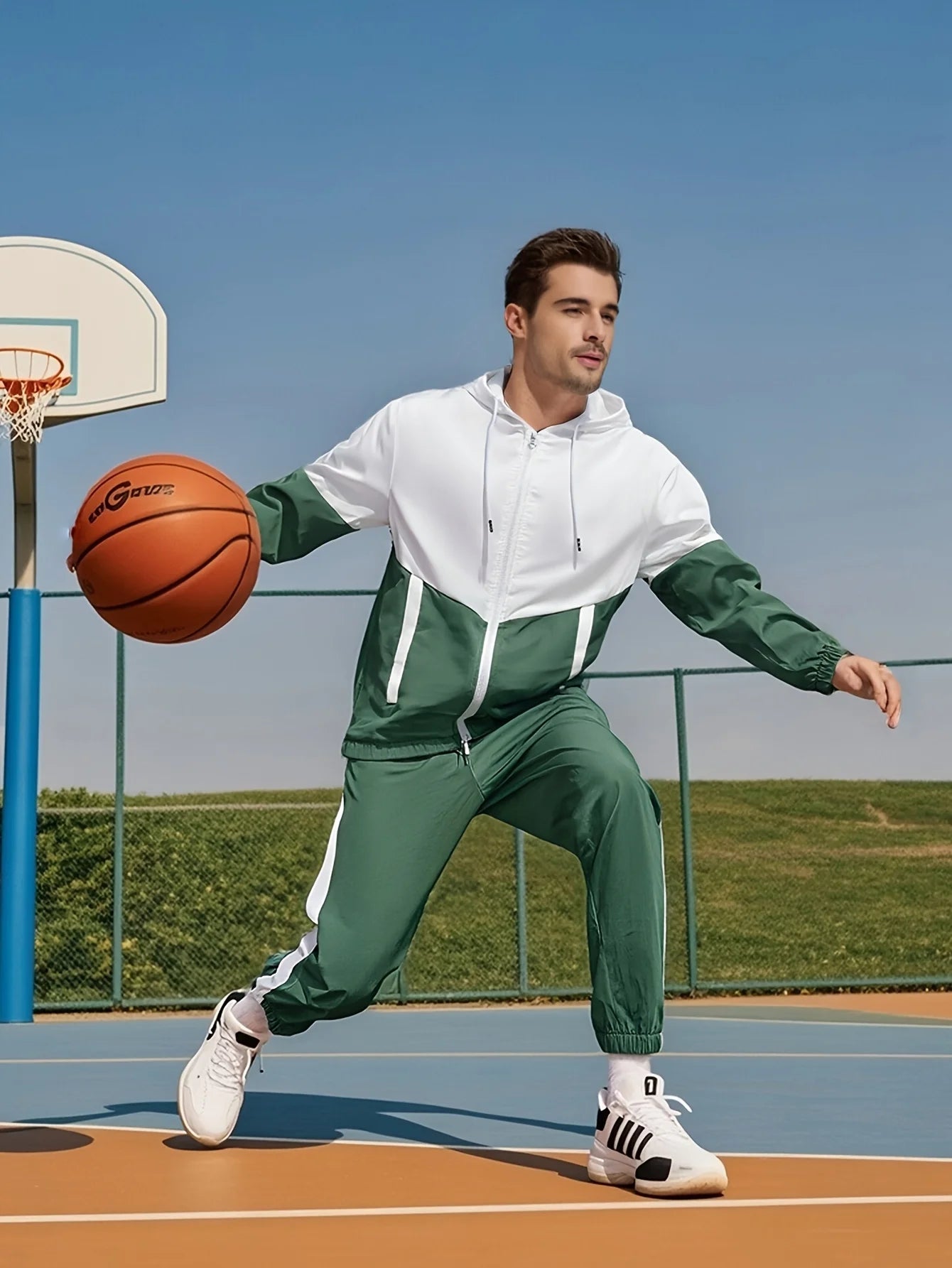 Men's Multifunctional Casual Suit Set With Zippers And Drawstring Pockets